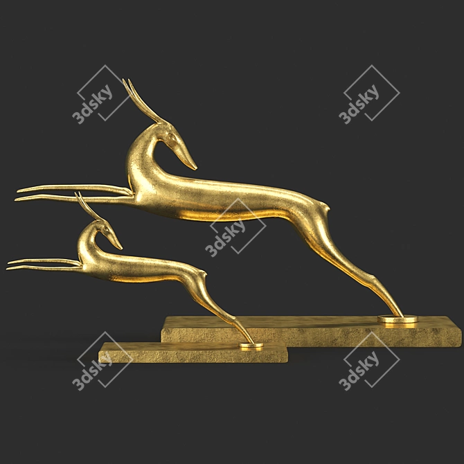 Elegant Gazelle Sculpture 3D model image 5