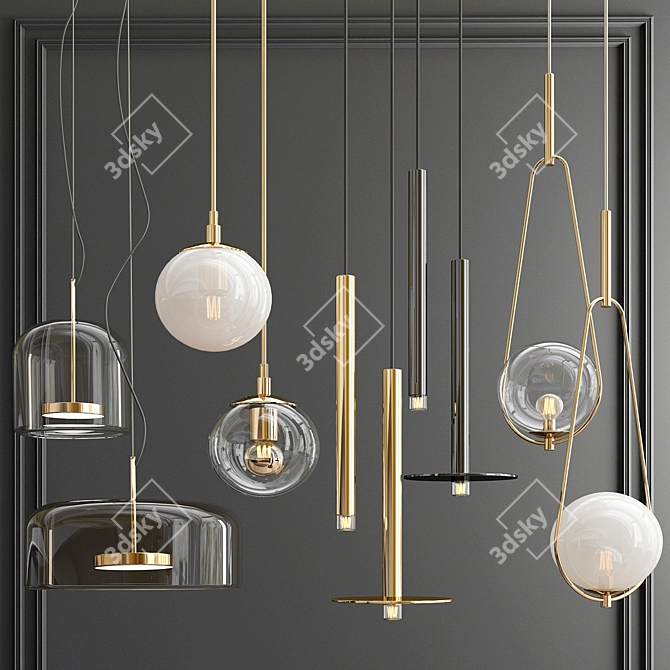 Elegant Glass Pendant Lights 3D model image 1