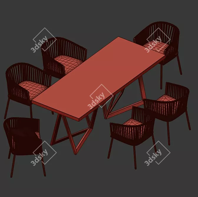 Elegant 4union Dining Set 3D model image 2