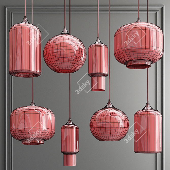 Stunningly Staggered Glass Pendant 3D model image 2