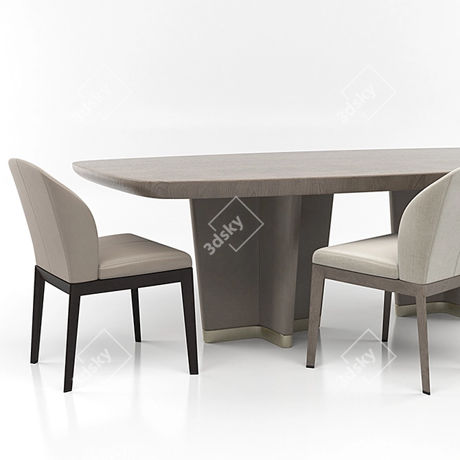 Giorgetti Bigwig Chair and Table Set: Stylish and Functional 3D model image 2