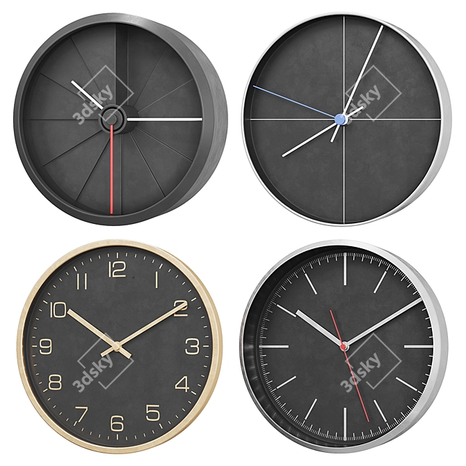 Modern Wall Clock in 300mm Diameter 3D model image 1