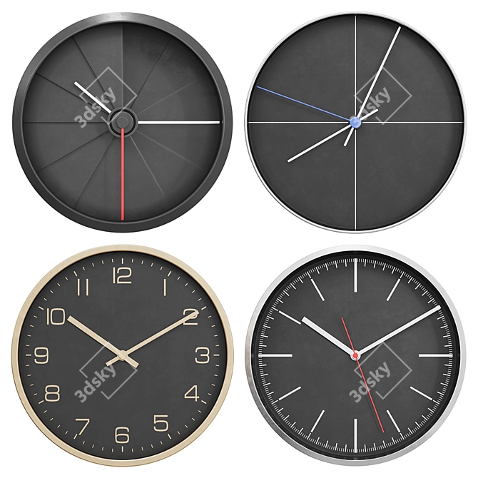 Modern Wall Clock in 300mm Diameter 3D model image 2