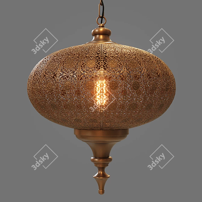 Exquisite Indian Chandelier | Authentic Design & TurboSmooth-Compatible 3D model image 1