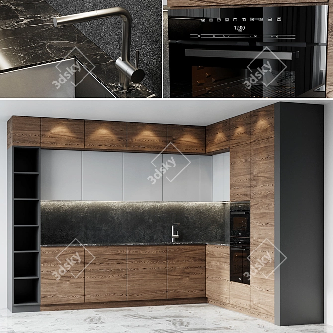 Elegant Kitchen Duo: Blanco Sink & Miele Oven 3D model image 2