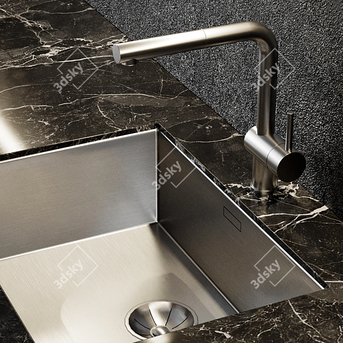 Elegant Kitchen Duo: Blanco Sink & Miele Oven 3D model image 5