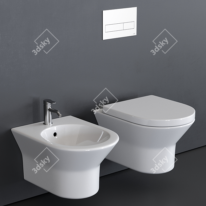 TONO Wall-Hung WC: Sleek Ceramic Bathroom Fixture 3D model image 1