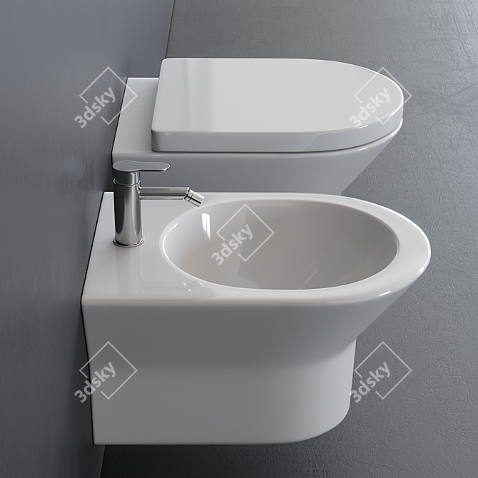 TONO Wall-Hung WC: Sleek Ceramic Bathroom Fixture 3D model image 2