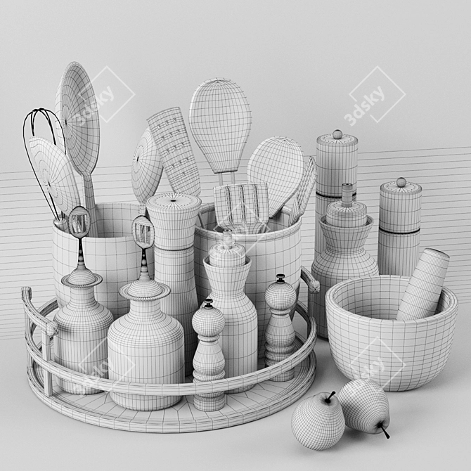 Elegant Kitchen Decor Set 3D model image 3