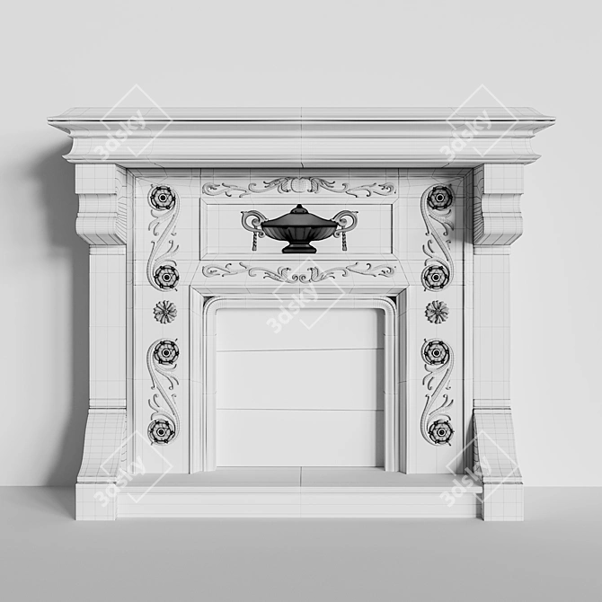 Elegant Fire Hearth: W-1760, D-650, H-1460 3D model image 3