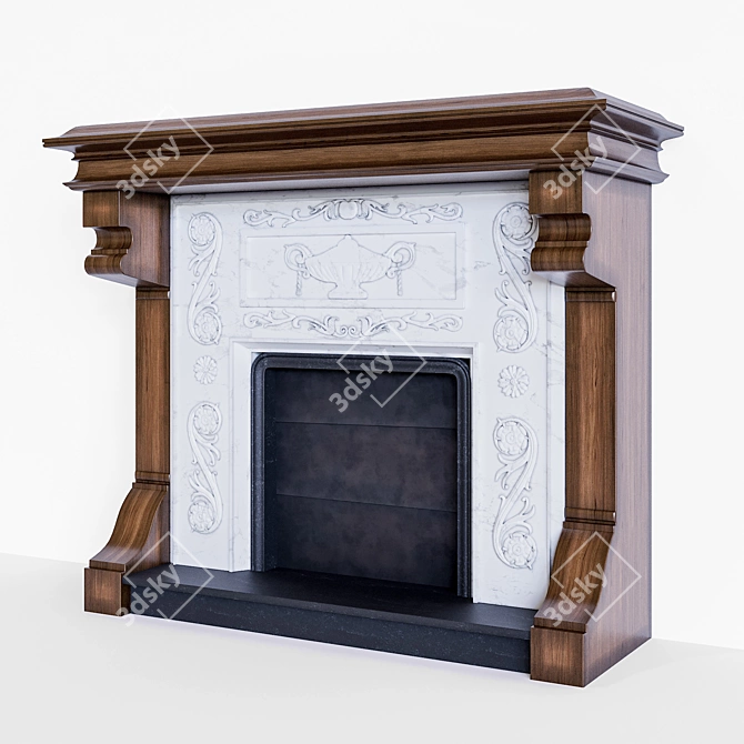 Elegant Fire Hearth: W-1760, D-650, H-1460 3D model image 4