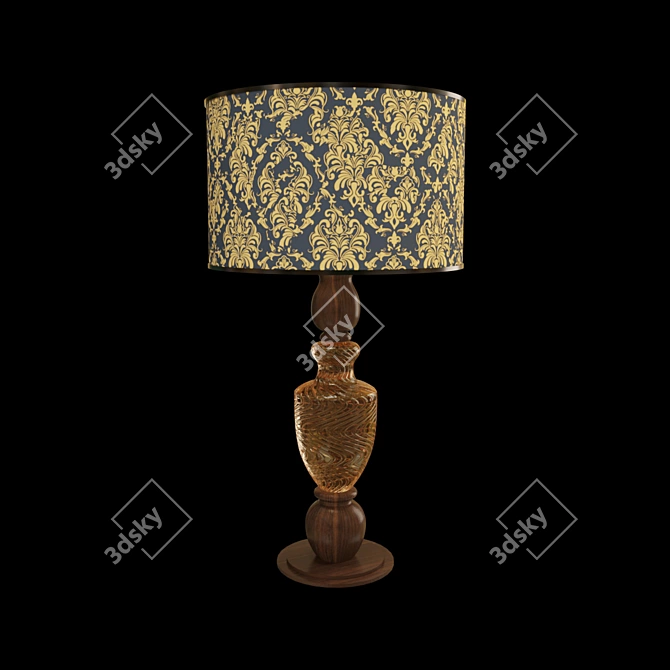 Elegant Wood and Glass Table Lamp 3D model image 1