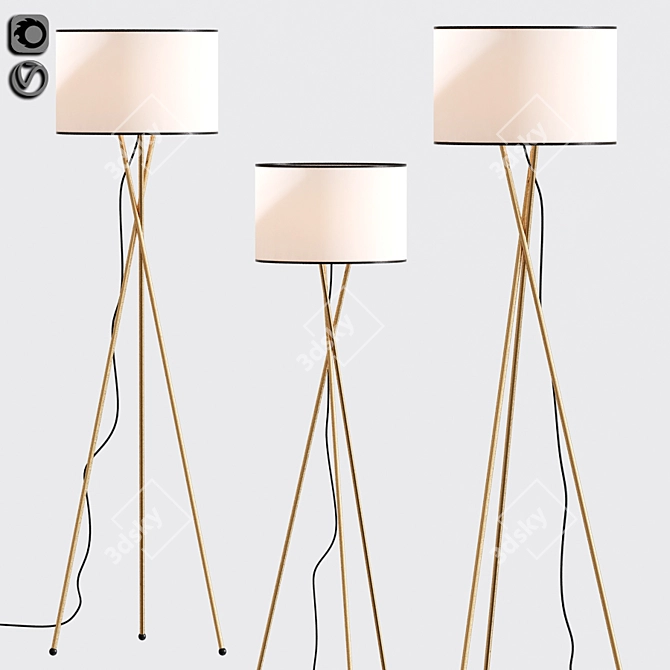 Elegant Clara Tripod Lamp 3D model image 1