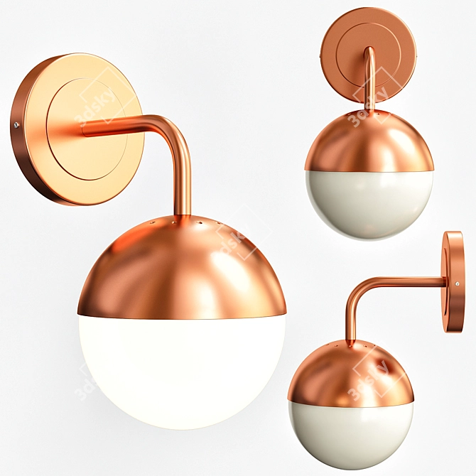 Copper Monochrome Pendant Light 3D model image 1