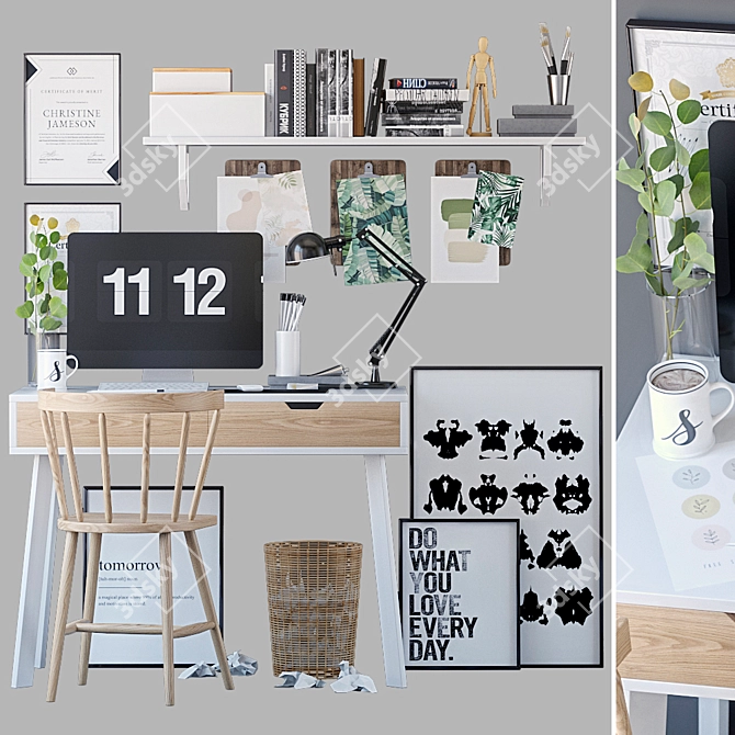 Scandi Style Decor Set 3D model image 1