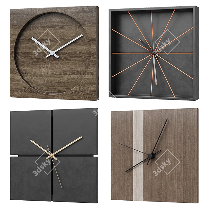 Modern Wall Clock: Sleek Design 3D model image 2