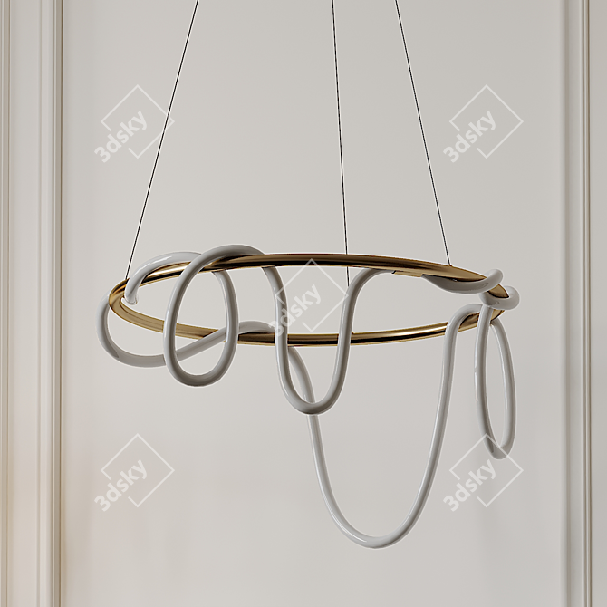 Elegant Brass Pendant Light 3D model image 1