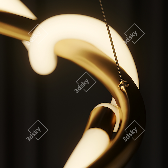 Elegant Brass Pendant Light 3D model image 3