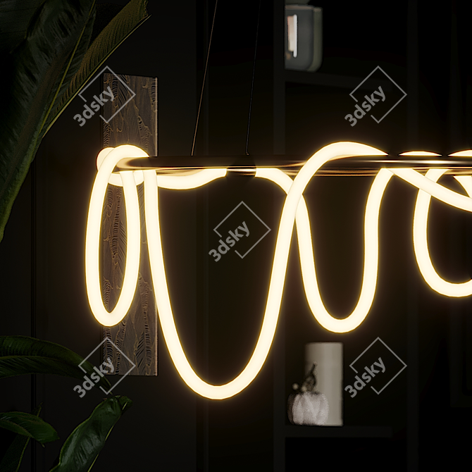 Elegant Brass Pendant Light 3D model image 4