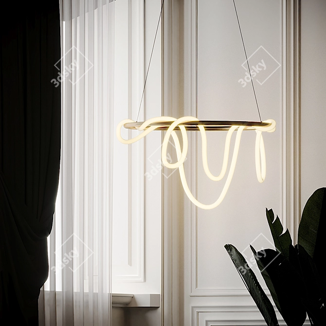 Elegant Brass Pendant Light 3D model image 5