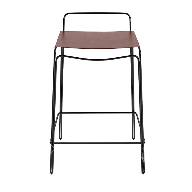 Sleek Leather Counter Stool 3D model image 2