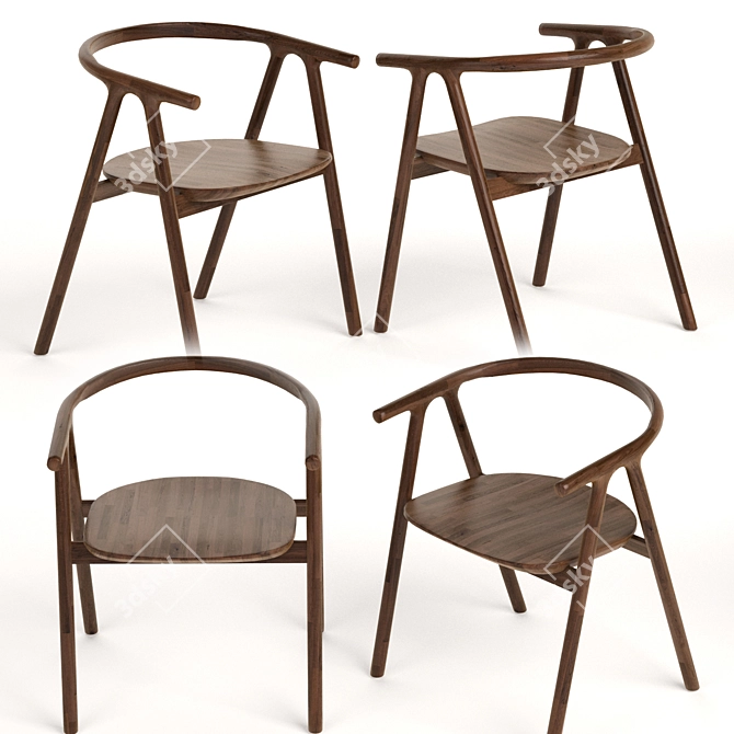 Elegant Tanaka Dining Chair 3D model image 3