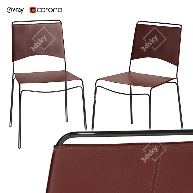 Elegant Trace Leather Chair 3D model image 1