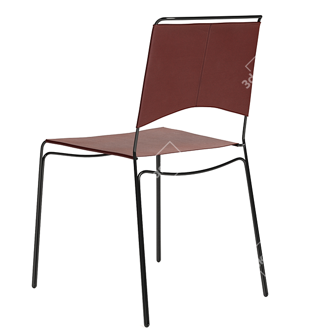 Elegant Trace Leather Chair 3D model image 4