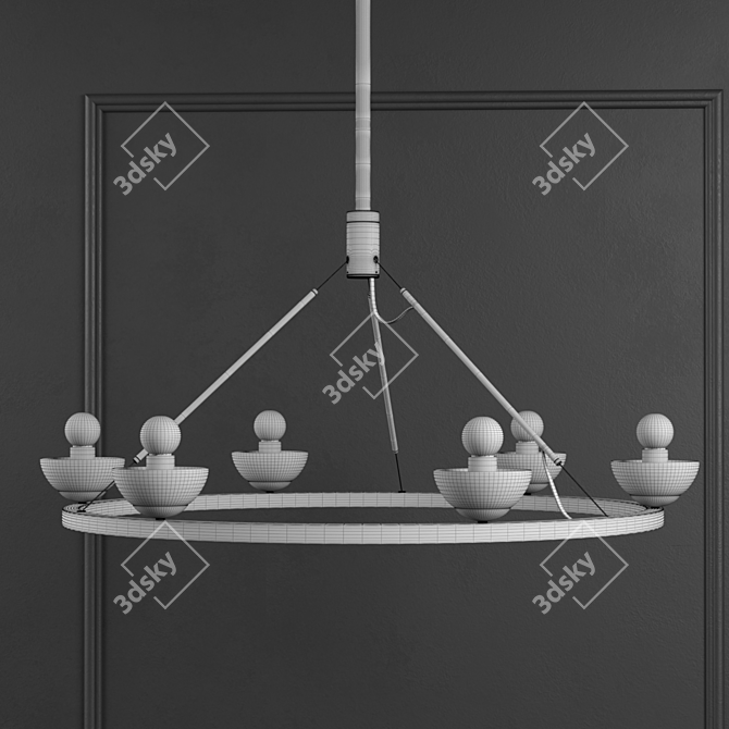 Elegant Roseland Ceiling Light 3D model image 5