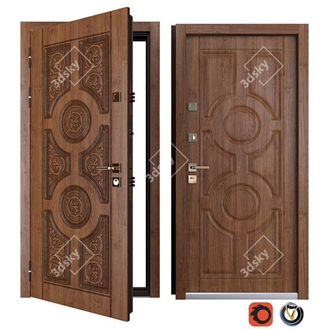 Astoria Metal Entrance Door: Elegant and Secure! 3D model image 1