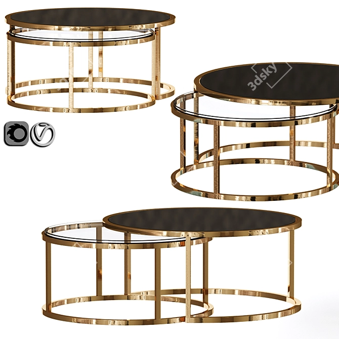 Anyan 2pc Coffee Table Set: Modern Design, Stunning Finish 3D model image 1