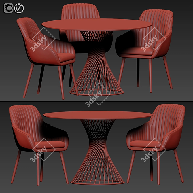 Rochelle Elegant Dining Set 3D model image 2