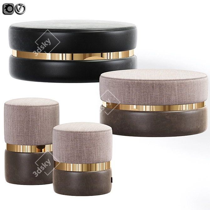 Elegant Edson Pouf Ottoman - Versatile and Stylish 3D model image 1