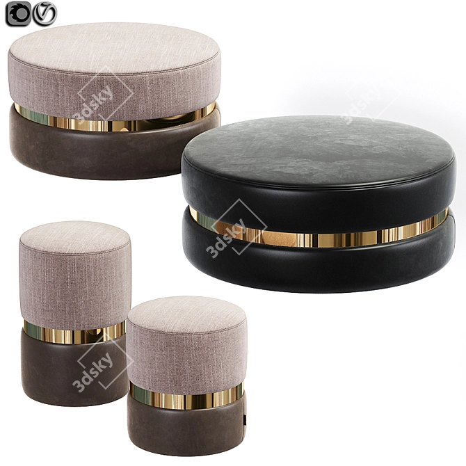 Elegant Edson Pouf Ottoman - Versatile and Stylish 3D model image 2