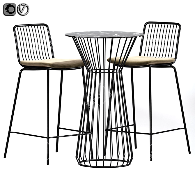 Flood Modern Bar Stool Set 3D model image 1