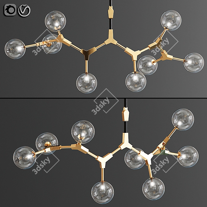 Elegant Golden Branch Pendant 3D model image 1