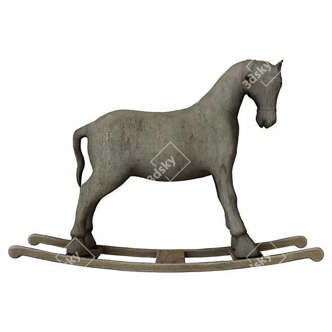 Wooden Kids Rocking Horse 3D model image 1