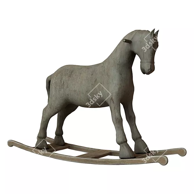 Wooden Kids Rocking Horse 3D model image 2