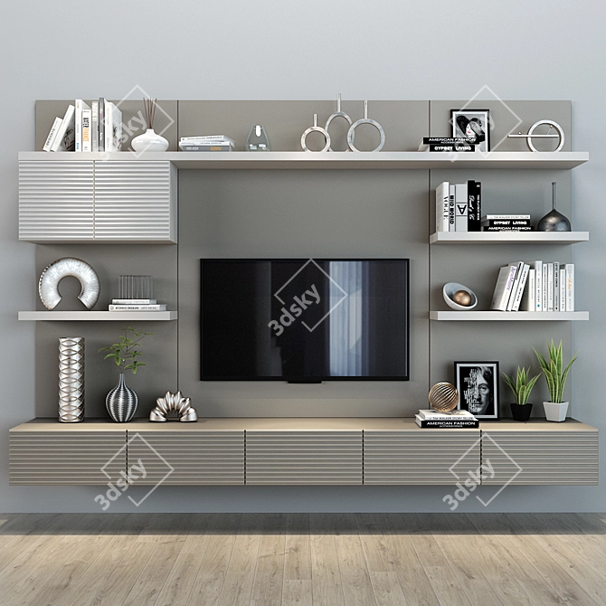 Sleek TV Shelf: 0110 3D model image 1
