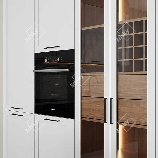 Classic Style Kitchen with Bosch Appliances 3D model image 2