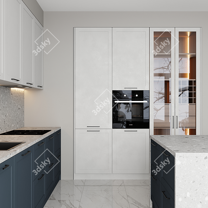 Classic Style Kitchen with Bosch Appliances 3D model image 3