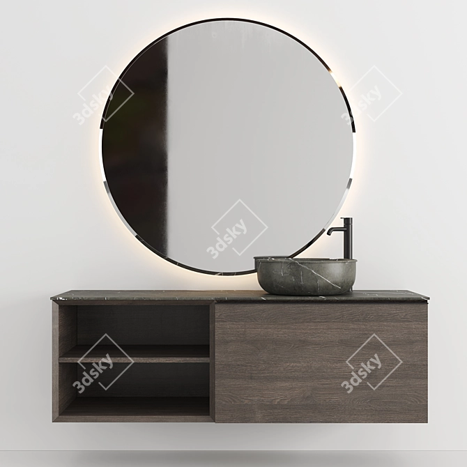 Strato Collection: Mirror, Washbasin, Vanity Unit 3D model image 1