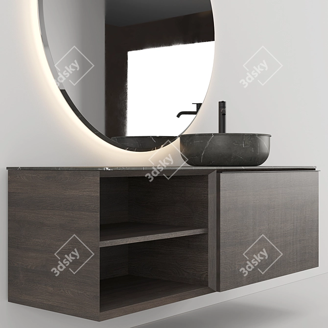 Strato Collection: Mirror, Washbasin, Vanity Unit 3D model image 2