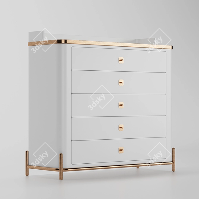 Stylish Kayra Chest of Drawers - Grey & White 3D model image 1