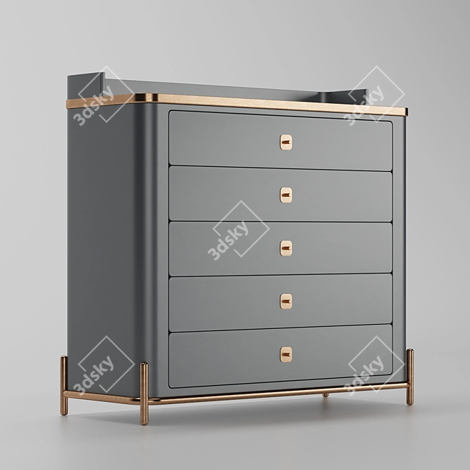 Stylish Kayra Chest of Drawers - Grey & White 3D model image 2