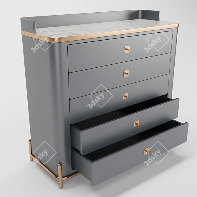 Stylish Kayra Chest of Drawers - Grey & White 3D model image 3