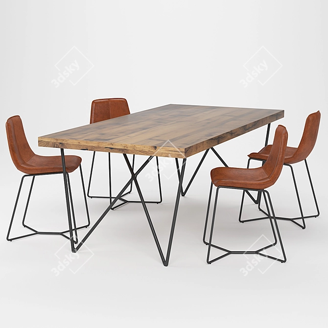 Modern Dining Table Set 3D model image 1