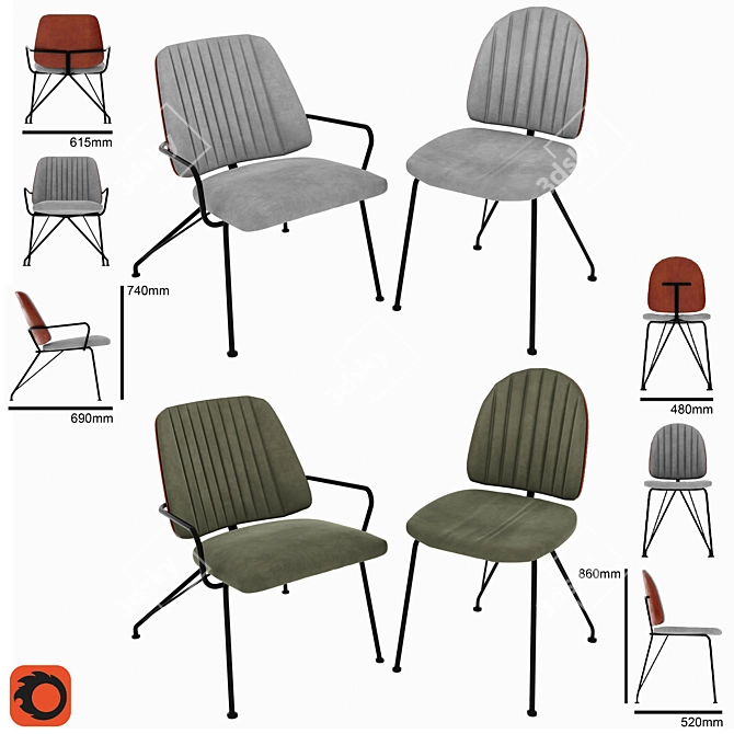 Cali Chair Collection | Comfortable and Stylish Seating 3D model image 1