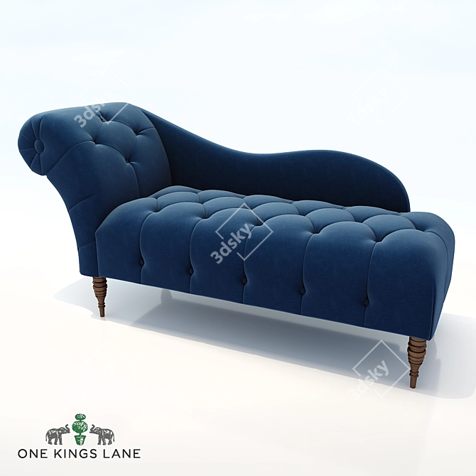 Elegant Frances Tufted Chaise 3D model image 2