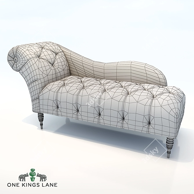 Elegant Frances Tufted Chaise 3D model image 5